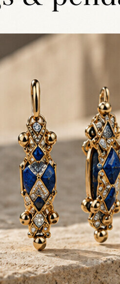 Nile earrings in gold and lapis