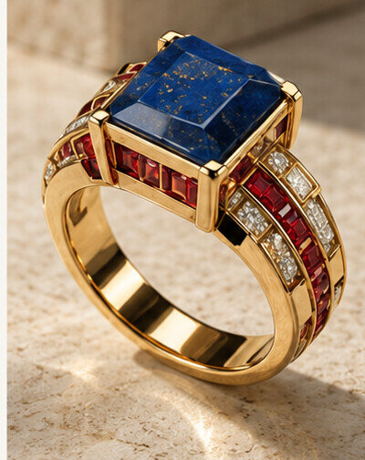 The Nile Collection lapis and ruby ring