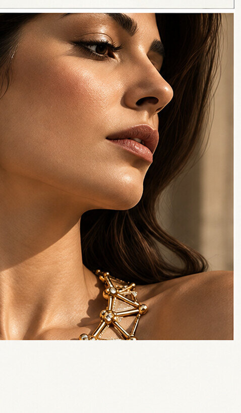 Solar Heirloom collar worn at the neck
