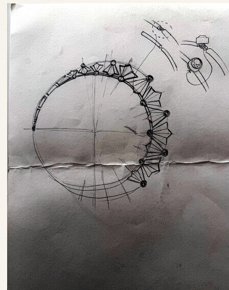 Early pencil development of the collar as a circular construction