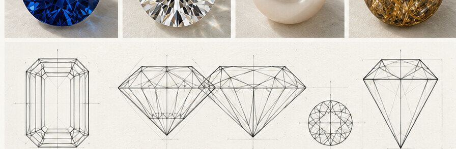 Line studies comparing gemstone cuts and proportions